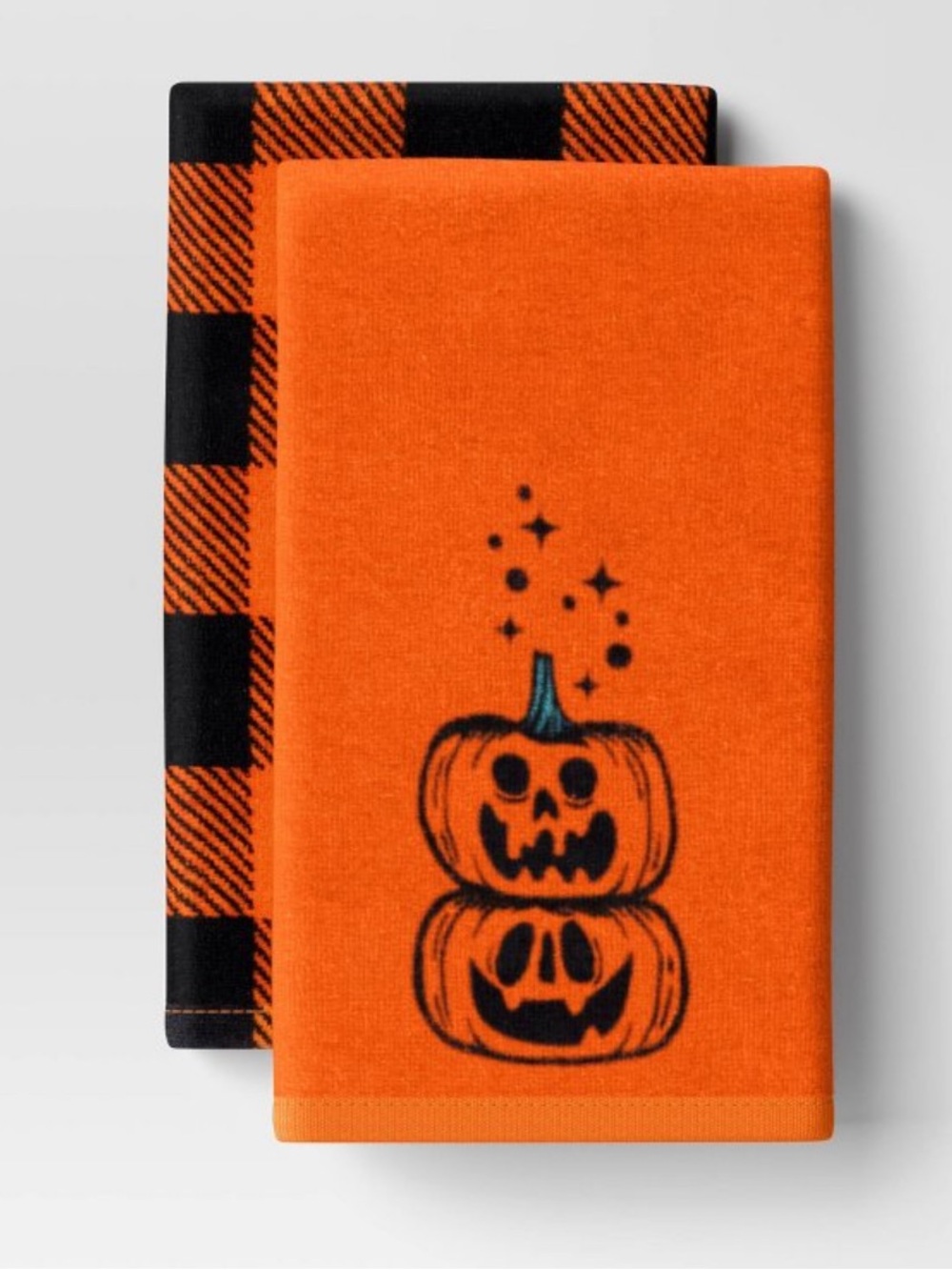 NEW: HALLOWEEN 2pc Pumpkin Stack Kitchen Terry Towels - Hyde and EEK!